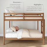 Grain & Grove Bear Twin Over Twin Bunk Bed, Sturdy Bunk Bed Frame for Kids, Plywood Bunk with Ladder, Guardrail, and Slats, No Box Spring Required, Oak Embossed Pecan Grain & Grove