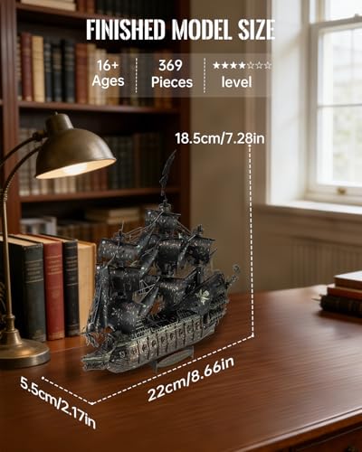 Piececool 3D Metal Puzzle Flying Dutchman Pirate Ship Model Kits for Adults,Difficult 3D Puzzles for Adults&Teens, Christmas Birthday Gifts