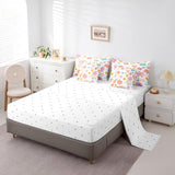 Feelyou Cute Flower 7 Piece Bedding Set Twin Size Kids Cartoon Cute Floral Bed in a Bag for Kids Girls Teens Toddler Yellow Pink Comforter Set with Sheets Kawaii Bed Set Feelyou