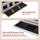 Rabbit Hutch Indoor and Outdoor Rabbit Cage 37 Inch Wide Wooden Hutch House Guinea Pig Cage with Wheels Rolling Large Hutch Cage,Grey PayLessHere