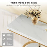 Tribesigns 41.3" Console Table, Industrial 4-Tier Sofa Entryway Table with Circle Base, Narrow Wood Accent Tables with Storage Shelves for Living Room, Hallway, Foyer, White Gold Tribesigns