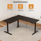 Grandder 63 x 55 Inch L Shaped Standing Desk, Electric Height Adjustable Corner Stand Up Desk, Sit Stand Corner Table Home Office Table, Black Top Black Frame Grandder