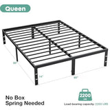Sweetcrispy Queen Bed Frame - Heavy Duty Metal Platform Bed Frames Queen Size with Storage Space Under Frame, No Box Spring Needed, 14 Inches, Sturdy Steel Slat Support Sweetcrispy