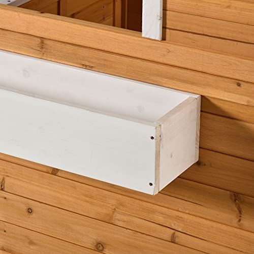 Outsunny Wooden Playhouse for Kids Outdoor with Working Door, Windows, Mailbox, Bench, Flowers Pot Holder, 48" x 42.5" x 53" Outsunny