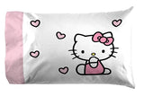 Jay Franco Sheet Set with Fitted, Flat Sheets & Pillow Cover - Ultra-Soft Bedding with Pillowcase for Room Decor, Multi - Hello Kitty, 4 Piece Queen Jay Franco