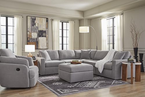 Signature Design by Ashley Modmax Contemporary Indoor Upholstered Press-Back Rocker Swivel Glider Recliner with Hidden Storages, Light Gray Signature Design by Ashley