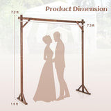 S AFSTAR 7.2FT Square Wedding Arch Frame Wooden, Balloon Floral Arch Stand W/Triangular-Shaped Base, 4 U-shaped Stakes, Indoor Outdoor Wood Arbor Backdrop Stand for Wedding Ceremony Party S AFSTAR
