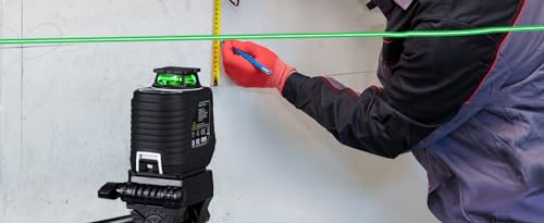 Firecore 360° Laser Level with Tripod, 100Ft Self Leveling Laser Level Green Cross Line Laser Leveler Tool for Picture Hanging Wall Tile Floor Construction, 60" Compact Tripod & Carry Pouch Included Firecore