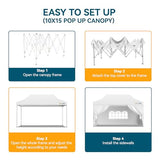 Hoteel 10x15 Pop Up Canopy Tent Heavy Duty with 4 Sidewalls, Waterproof Party Tent, Easy Set-up Commercial Instant Tents with Roller Bag & Sandbags, Hexagonal Leg (1-Year Warranty) Hoteel