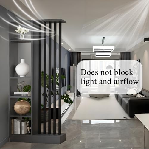 Wall Room Divider - Freestanding Wood Room Divider with Shelves, Wall Divider with Storage Cabinet, Easy Assembly Freestanding Decor for Bedroom, Office (Grey+Black, 31.5IN) Horseo