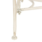 SAFAVIEH PAT5017A Collection Adina Antique White Wrought Iron 51.25" Outdoor Garden Bench SAFAVIEH