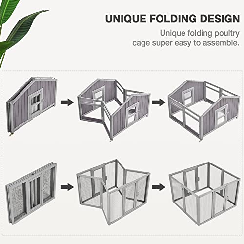 MEDEHOO Large Chicken Coop Folding Design Easy to Set Up Portable Chicken House for Outdoor with Two Nesting Box, Leakproof Pull-on Tray, and UV-Resistant Roof Panel - WoodArtSupply