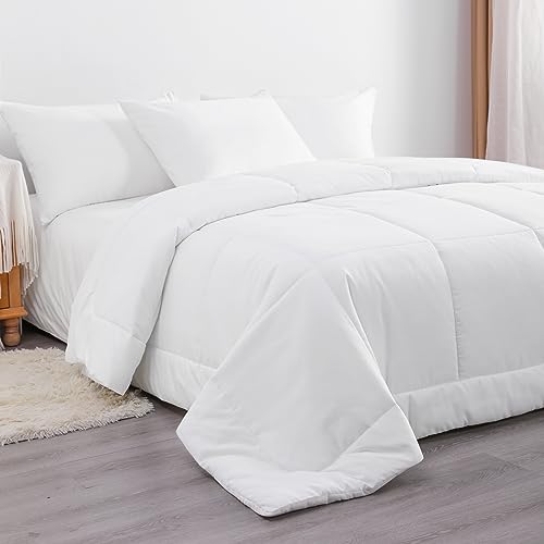 NTBAY Twin Comforter - Down Alternative Duvet Insert, All Season Bedding Quilted with Corner Tabs, Machine Washable, Soft Comforter Only, White NTBAY