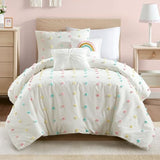 Intelligent Design Callie Girls Twin/Twin XL Comforter Set, Ivory 4-Piece Kids Bedding, 100% Cotton Tufted Pom Pom Tufted Jacquard, All Season Down Alternative, Cozy Shabby Chic Bedroom Décor Intelligent Design