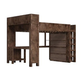 CKLMMC Wooden Queen Loft Bed with Desk, Headboard with Storage and USB, Space-Saving Modern Design for Small Rooms (Brown-Q1) CKLMMC