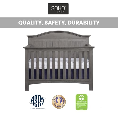 Soho Baby Chandler Premium 4-in-1 Convertible Crib, Graphite Gray, GreenGuard Gold Certified Soho Baby