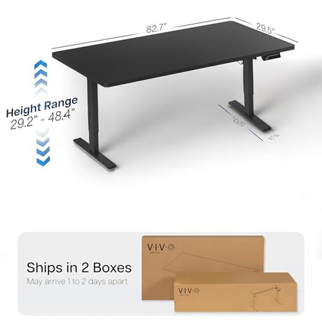 VIVO Large Electric 83 x 30 in Standing Desk, Memory Height Adjustment, 1B Series, Holds 220 lbs, Black Top Black Frame, DESK-KIT-1B8B VIVO