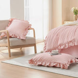 Litanika Full Size Comforter Sets, 3 Pieces Blush Pink Ruffle Girls Women Cute Bedding Comforters & Sets, Lightweight Fluffy Microfiber as Gift (79x90In Comforter & 2 Pillowcases) Litanika