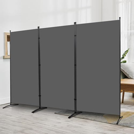 JVVMNJLK Indoor Room Divider, Portable Office Divider, Room Divider Wall Screen 3 Panel, Folding Partition Privacy Screen Walls Dividers for Room Separator 102" W x 71.3" H, Grey JVVMNJLK