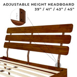 Bme Caden 15 Inch Adjustable King Bed Frame - Mid Century Acacia Wood Platform with Headboard, Dark Chocolate Bme