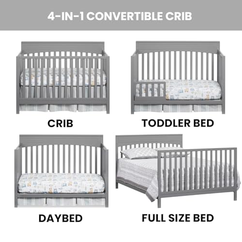 Oxford Baby Harper 4-in-1 Convertible Crib, Dove Gray, GreenGuard Gold Certified Oxford Baby