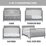 Oxford Baby Harper 4-in-1 Convertible Crib, Dove Gray, GreenGuard Gold Certified Oxford Baby