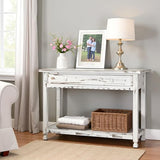 Alaterre Furniture Rustic Country Cottage Console Table with 1 Drawer & 1 Shelf, Distressed Finish - Perfect for Living Room, Entryway, Hallway Alaterre Furniture