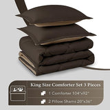 downluxe King Size Comforter Set - Brown and Tan King Comforter, Soft Bedding Sets for All Seasons -3 Pieces - 1 Comforter (104"x92") and 2 Pillow Shams(20"x36") downluxe