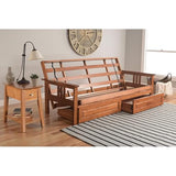 HomeStock Asian Allure Fusion Futon Wood Frame Classic Style with Mission Style Arms with Solid Pattern with Foldable Feature for Lounge Room with Tight Back Full Frame with Drawers/Barbados HomeStock