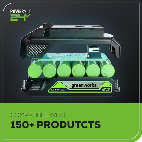 Greenworks 24V Cordless Orbital Sander, 5" Random Sanders Variable Speed, 11000 OPM, 3 Sandpaper Sheets, with 2Ah Battery and Charger - WoodArtSupply