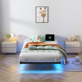 HAVONIZD Floating Bed Frame Twin with LED Lights and Charging Station - 10 inch Platform Bed Frame No Box Spring Needed, Easy Assembly HAVONIZD