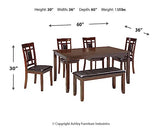 Signature Design by Ashley Bennox Dining Room Set, Includes Table, 4 18" Chairs & Bench, Brown Signature Design by Ashley