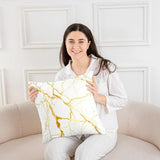 Castle Fairy Gold Marble Texture Throw Pillow Cover,Modern Luxury Style Cushion Cover 16"x16" for Boys Teens,Minimalist Art Golden Lines Pillowcase for Car RV,Abstract Room Decor,Single Pack Castle Fairy