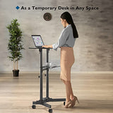 BONTEC Lecterns & Podiums Portable Mobile Standing Laptop Desk, Height Adjustable, Sit Stand, Home Office Classroom Pulpit Stand Up Desk Workstation, Rolling Table Laptop Cart with Storage Tray BONTEC