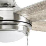 Honeywell Ceiling Fans Ventnor, 52 Inch Modern Farmhouse Indoor LED Ceiling Fan with Light, Pull Chain, Three Mounting Options, Dual Finish Blades, Reversible Motor - 50606-01 (Brushed Nickel) Honeywell