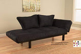 Best Futon Lounger Sit Lounge Sleep Smaller Size Furniture is Perfect for College Dorm Bedroom Studio Apartment Guest Room Covered Patio Porch. Key Kitty Key Chain Included. (Black) Kodiak Furniture