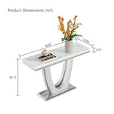 Maotifeys 47" Marble Console Table Modern White Faux Marble Entryway Table with U-Shape Silver Mirrored Stainless Steel Base Luxury Accent Sofa Table for Living Room Hallway Corridor Table Maotifeys