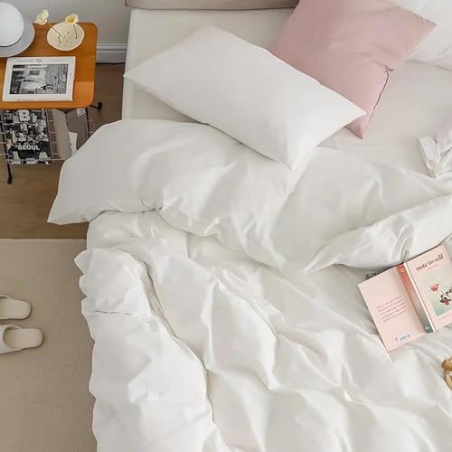 Cottonight White Comforter Sets Full Solid White Bedding Comforter Set Full Plain Cozy Breathable Quilts Blanket Soft Breathable Hotel Bedding Set with 2 Pillowcases for Women Men Cottonight
