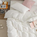 Cottonight White Comforter Sets Full Solid White Bedding Comforter Set Full Plain Cozy Breathable Quilts Blanket Soft Breathable Hotel Bedding Set with 2 Pillowcases for Women Men Cottonight