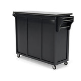 Home Styles Large Mobile Create-a-Cart Black Finish Two Door Cabinet Kitchen Cart with Stainless Steel Top, Adjustable Shelving, Four Large Utility Drawers homestyles