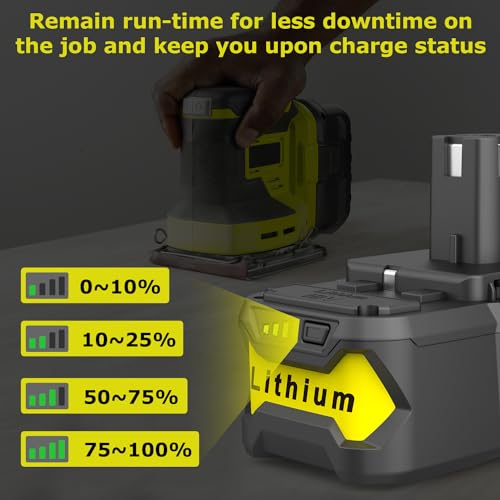 Powilling 8.0Ah Battery Replacement for Ryobi 18V Lithium ion Battery, 18 Volt Batteries for Ryobi One 18V Cordless Tools P108 P107 P105 P104 P103(2Pack) Powilling