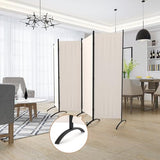 Kecreque Room Divider 4 Panel Folding Screen Portable Wall with 5 Curved Metal Feet Partition Room Dividers，6FT Wall Divider for Office Divider, Bedroom，Dressing Room,White Kecreque