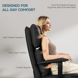 OKUP Reclining Office Chair with Adjustable Headrest and Footrest, 170° Ergonomic Comfortable Office Chair Zero Gravity, Leather Executive Home Office Desk Chair (Black) OKUP