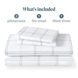 Bare Home Full Sheet Set - Luxury 1800 Ultra- Soft Double Brushed Microfiber - Deep Pockets - Easy Fit - 4 Piece Bedding Sheet Set (Full, Modern Plaid - White/Grey) Bare Home
