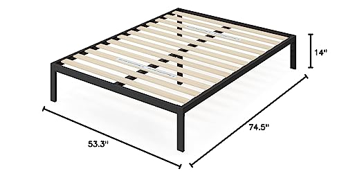 ZINUS Mia Full Metal Platform Bed Frame with Wood Slat Support - No Box Spring Required, Easy Assembly, Black - WoodArtSupply