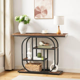 HOOBRO 43.3" Console Table, 4-Tier Sofa Table, Industrial Entryway Table, Behind Couch Table, Accent Table with Storage Shelf for Entryway, Foyer, Living Room, Bedroom, Hallway, Rustic Brown BF65XG01 HOOBRO