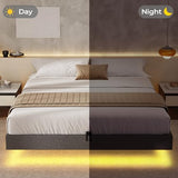 BTHFST Floating Bed Frame Full Size with LED Lights, Modern Metal Full Platform Bed, Solid and Stable, Noise Free, No Box Spring Needed, Easy Assembly BTHFST