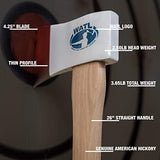 The Big Axe: World Axe Throwing League Premium Competition Throwing Axe & Multi-Purpose Camping Axe or Wood Splitting Axe with Hickory Wooden Handle WATL
