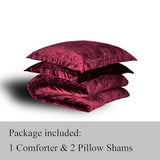 TAMGHO Crushed Velvet Maroon Burgundy King Size Comforter Set, Dark Red Luxury Soft Fluffy Bedding for All Seasons, 3 Pcs Bed Set Includes 1 Comforter (108"x96") and 2 Pillow Shams (20"x36")