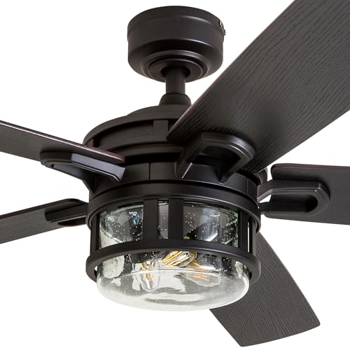 Honeywell Ceiling Fans Bonterra, 52 Inch Contemporary Indoor LED Ceiling Fan with Light and Remote Control, Dual Finish Blades, Reversible Motor - Model 50690-01 (Matte Black) Honeywell Ceiling Fans